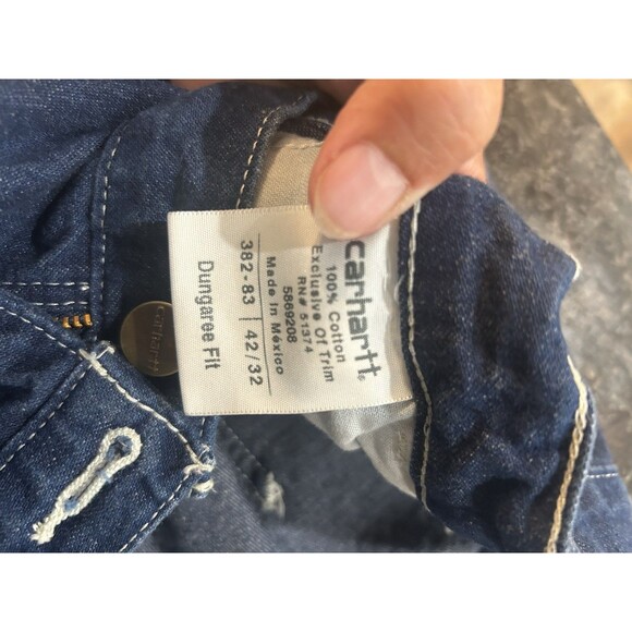 CARHARTT REFLECTIVE Safety Work Pants Dark Wash Denim Size 42 X 32 Dungaree Fit - Picture 7 of 7